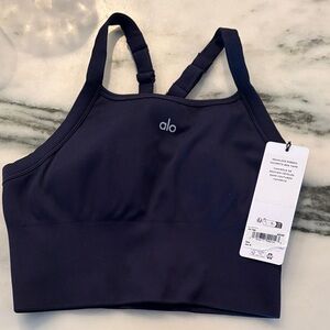 Alo Navy seamless ribbed  favorite bra tank